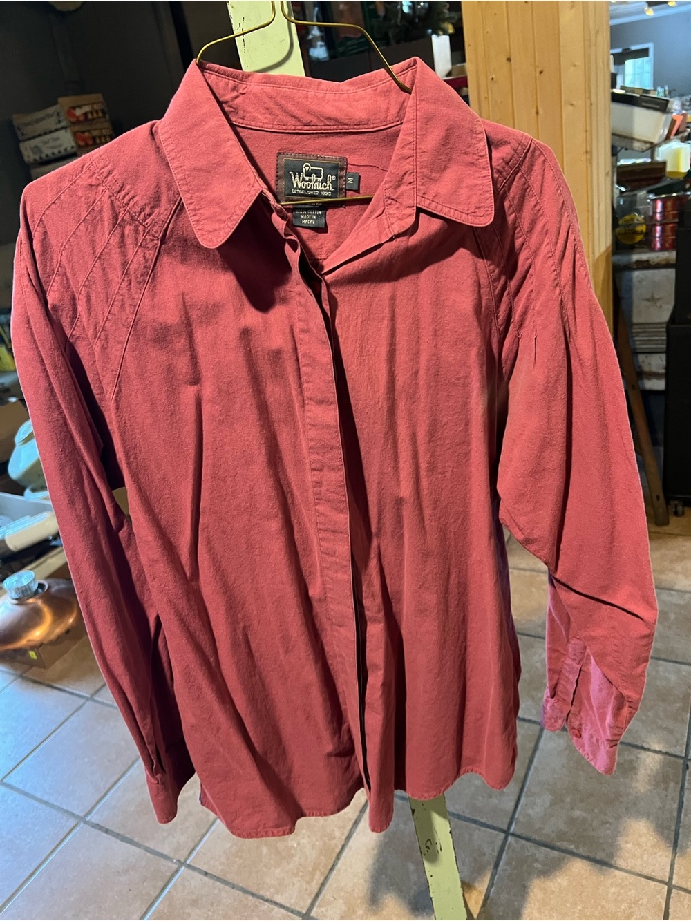 Woolrich Men’s Long-Sleeve Button Shirt in Rose Red